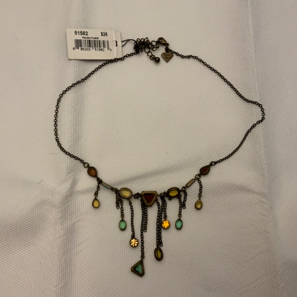 S8/ NWT 19” Cookie Lee Necklace & Earring Set 8 - Bronze chain with crystals - Picture 2 of 4